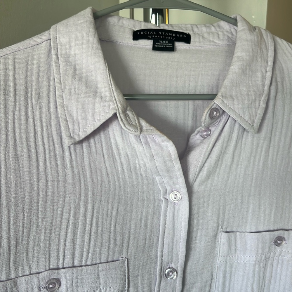 Social Standard by Sanctuary light purple scrunched linen button up
